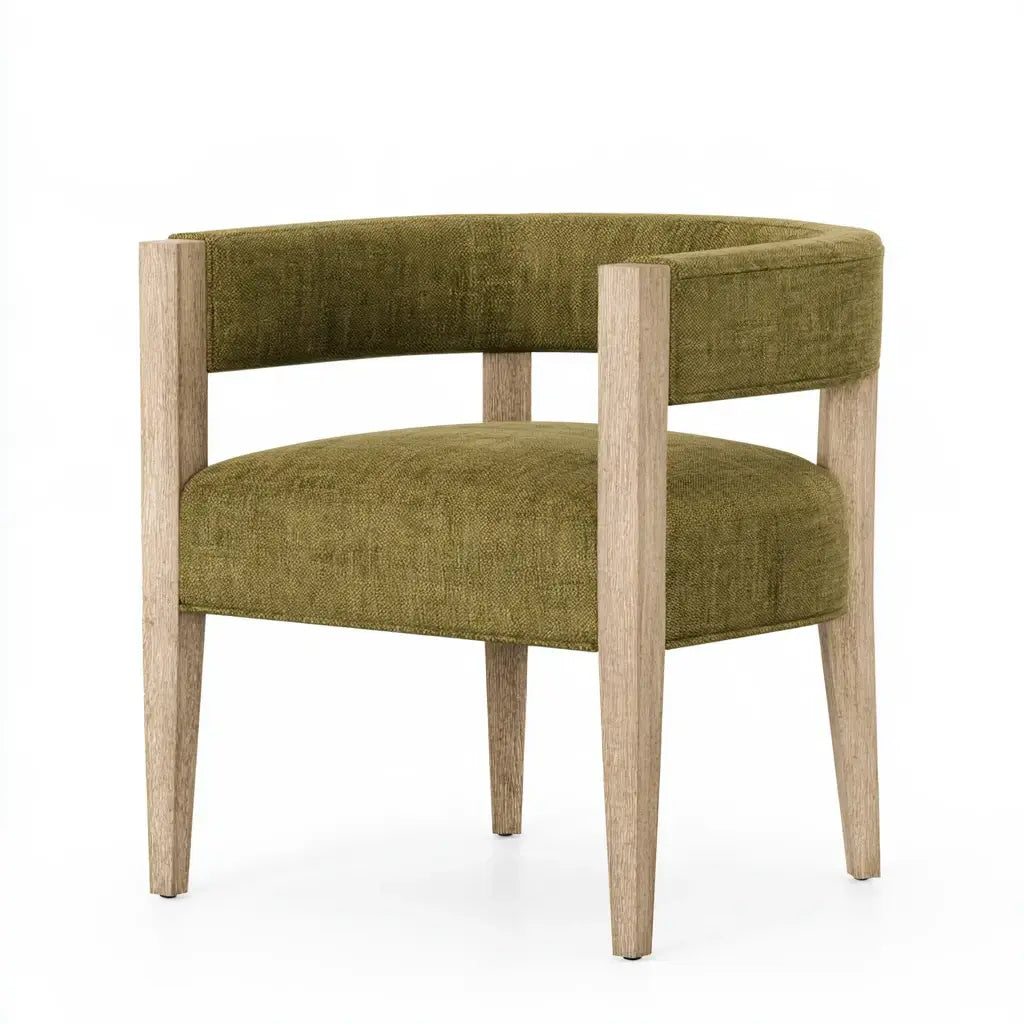 Sillón con brazos rectos y respaldo abierto - verde/beige