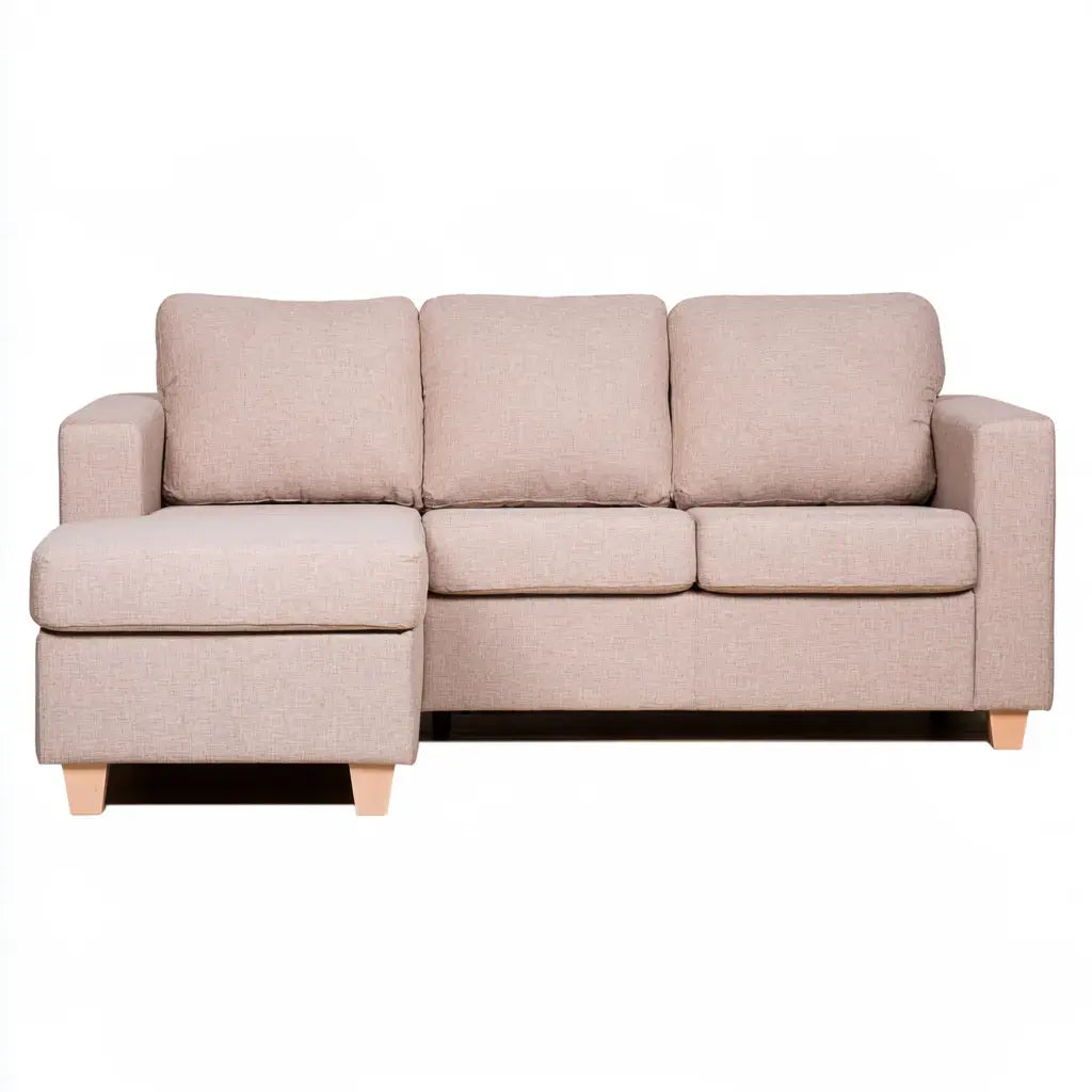 Sofá con asiento alargado y brazos rectos - rosa