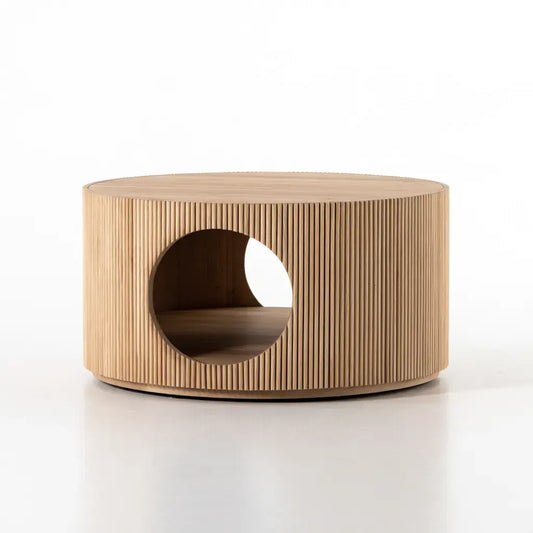 Mesa de centro redonda con abertura circular - beige