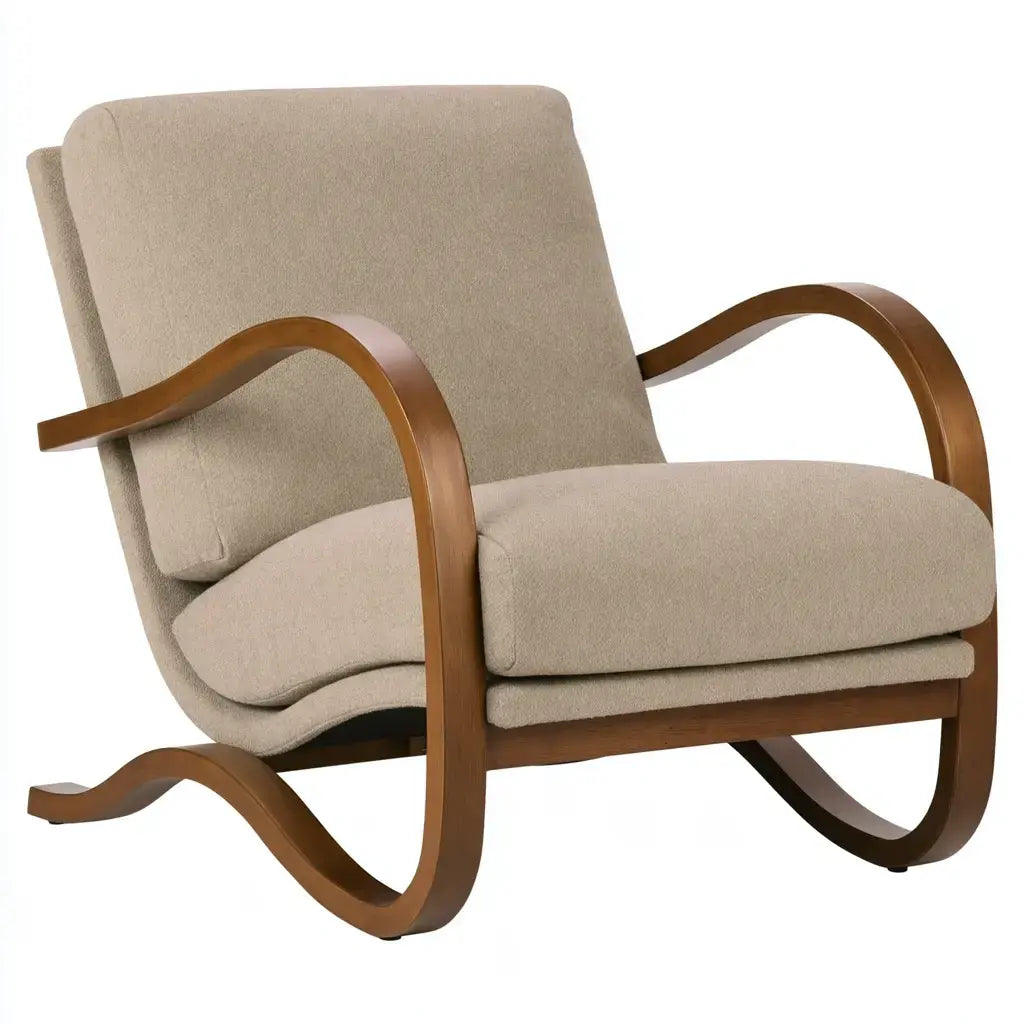 Mecedora con estructura de curvas continuas - beige/marrón