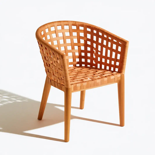 Silla con brazos rectos y trama abierta - marrón