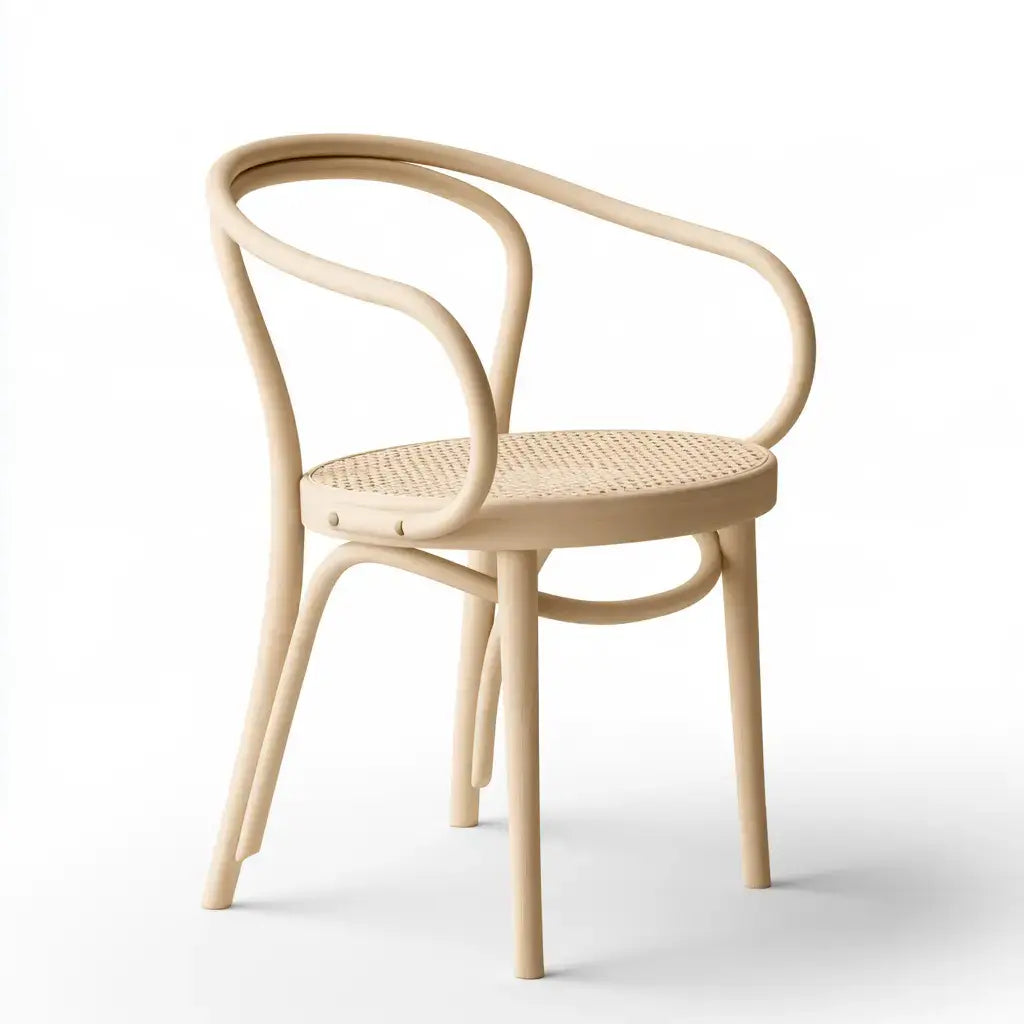 Silla con respaldo abierto y brazos curvos - beige