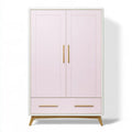 Armario con dos puertas molduradas y cajones - rosa